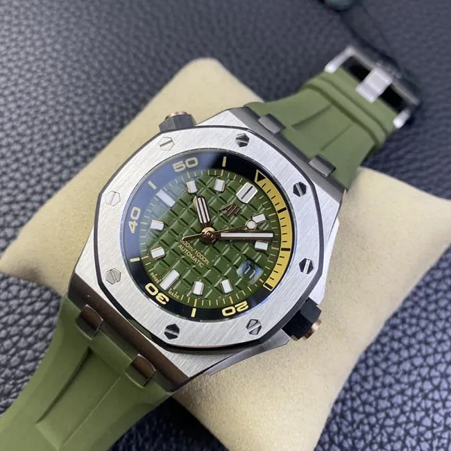 BF factory Audemars Piguettop-tier watch new men's model green dial green strap full automatic movement front view