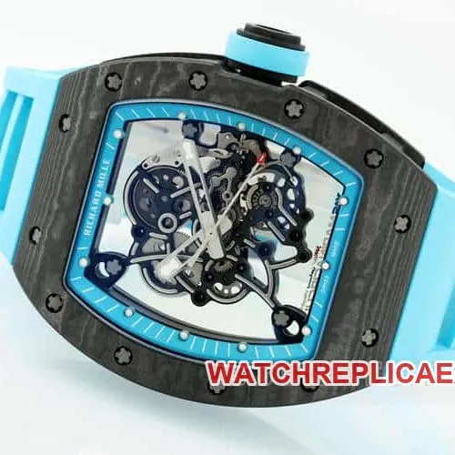 APSRichard Milletop-tier carbon fiber case blue rubber model RM055front live photo