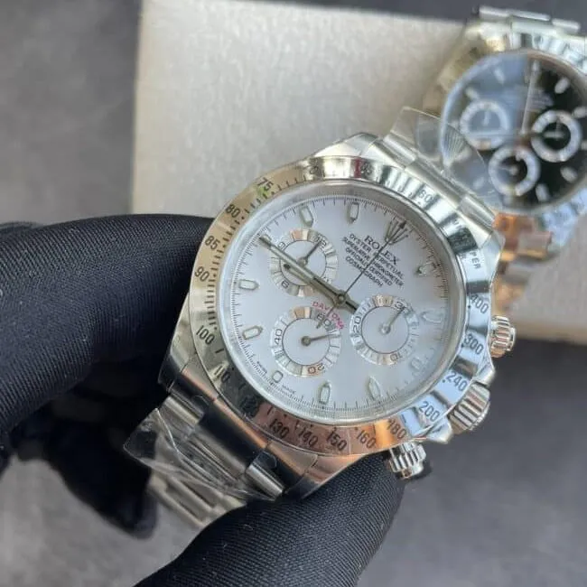 Dachang high-quality replicaC factory Rolex new white steel Daytona4130movement men's watch clasp picture
