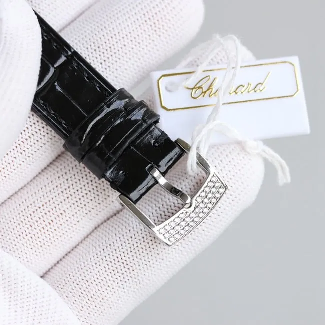 Chopardtop-tier watch chopard Happy Sport series fully automatic movement women's white dial black belt side view
