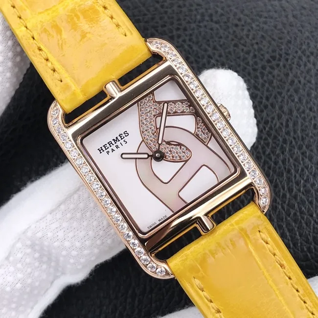 YF factory top-tier watch Hermes black dial black belt quartz crocodile leather strap watch clasp picture bracelet picture
