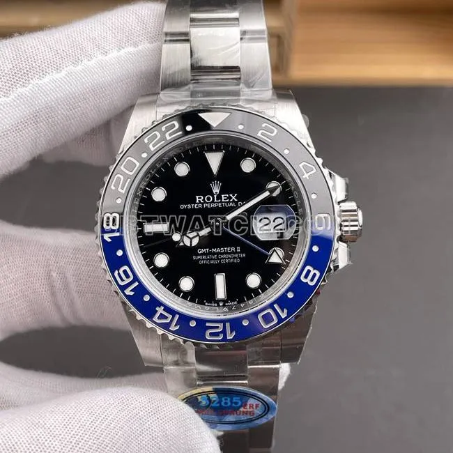 1:1replica watch ERF factory GMT-MasterRolexblack dialBatman bezel3285 mechanical wear live photos