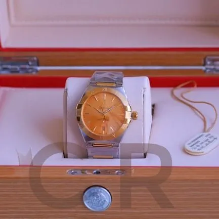 top-tier watch Omega fifth generation constellation series gold plate silver steel bracelet men's watch clasp picture
