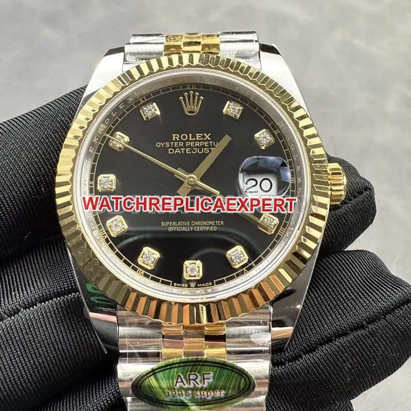 ARF FactoryRolex log top-tier replicablack dial41mm gold five-row chain link126333braceletlive photos