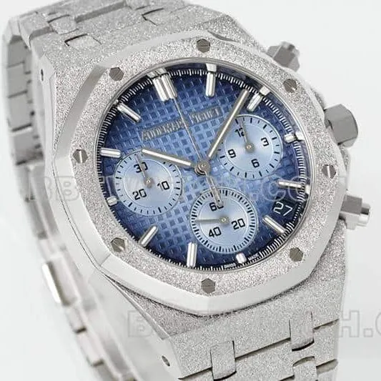 APS factory Audemars PiguetRoyal Oaktop-tier 1:1high-quality smoked blue dialchronograph frost gold 26240braceletlive photos