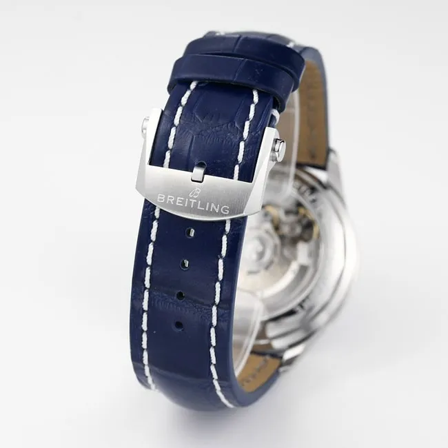 GF Factorytop-tier watch new century men's blue dial blue belt Puya B01chronograph mechanical leather strap watch front view