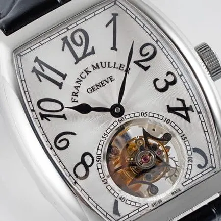 Frankmuller top collectible watches latest men's white plate black strap tourbillon mechanical belt movement Figure