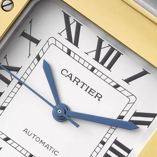 Cartiertop-tier watch Santos series ladies steel braceletwhite dial gold watch back cover picture