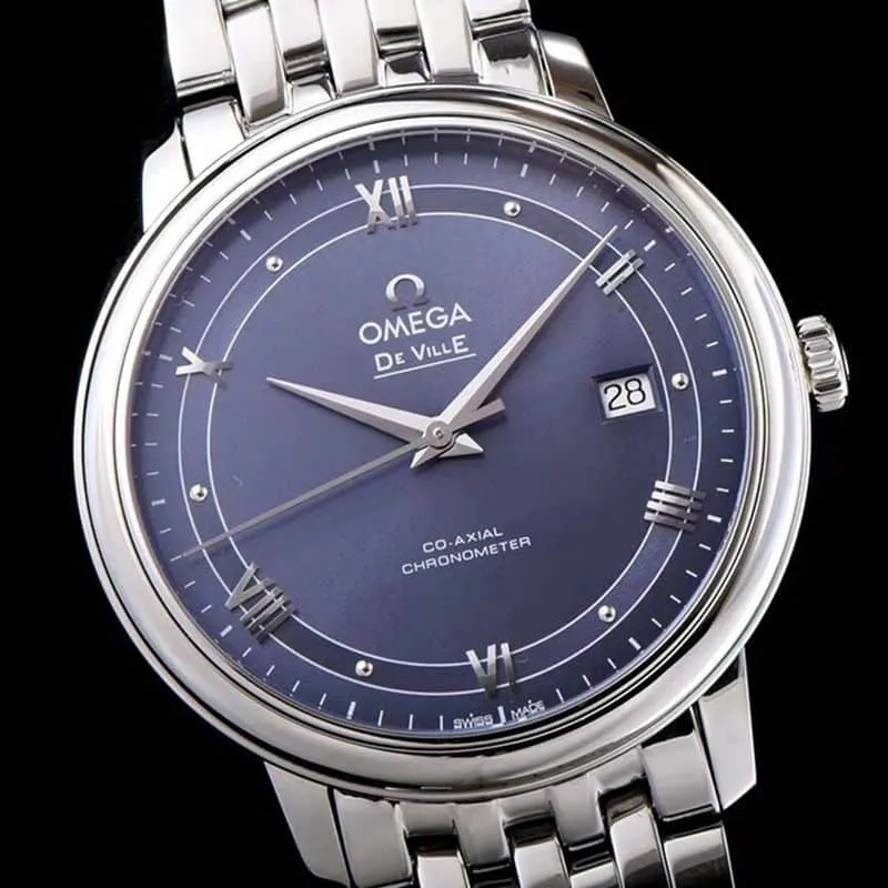 Omegareplica watch De Ville series men's mechanical ultra-thin watch track blue surface clasp picture