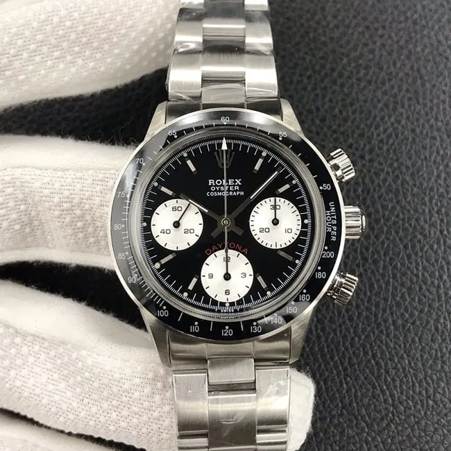 Top-tier watch Rolex Paul Newman series men's black dialsteel bracelet mechanical watch side view