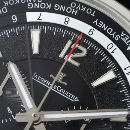 top-tiersuper cloneHKJaeger-LeCoultre Beichen series black dial world time chronograph men's watch front view