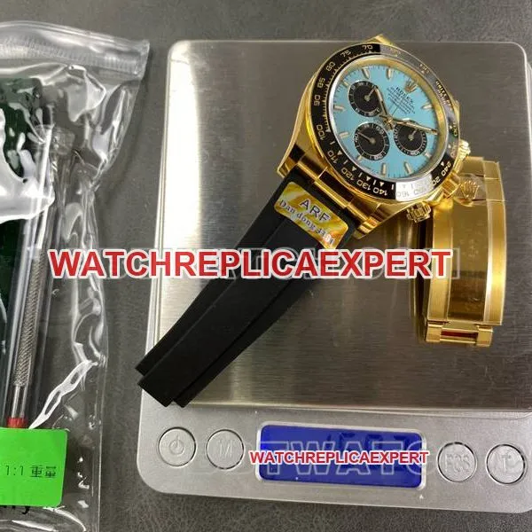 Rolextop-tier watch ARF FactoryDaytonablue dialyellow gold4131 rubber model front live photo