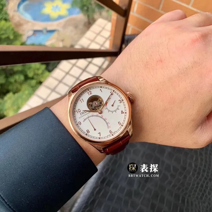 IWC watch men's Portuguese IW5044021:1super watch silver dialtourbillonleather strap model pictures and prices caseback live photo