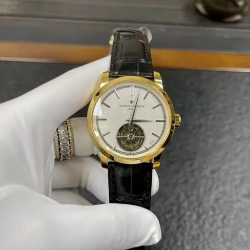 Vacheron Constantintop-tier watch men's white dial black belt tourbillon mechanical leather strap watch movement picture