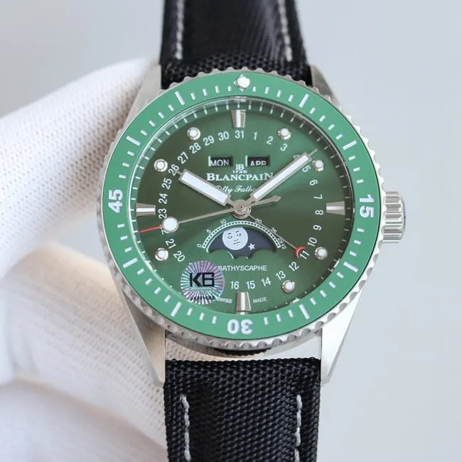 TW Factory Top Blancpain Fifty Fathoms Series Men's Green Dial Nylon Strap Full Automatic Mechanical Watch Movement Diagram