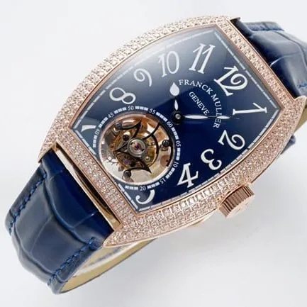 ABF factory top-tier Frank Muller watch men's blue dial blue belt manual winding leather strapclasp picture
