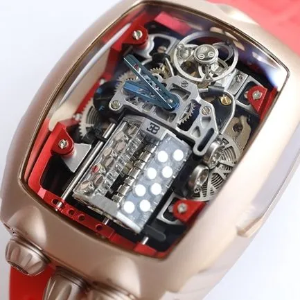 top-tier Bugatti Veyron watch men's white dialrubber strap mechanical watch movement picture