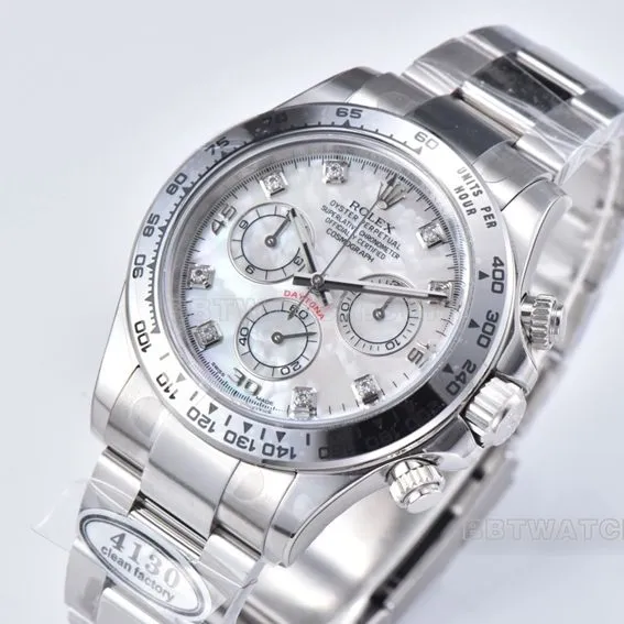 Factory C Rolex Daytona1:1super mother-of-pearl plate steel bracelet model m116509-0064side live photo