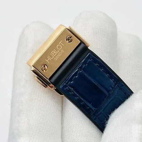 top-tier watch Hublot watch automatic movement men's blue dial blue belt Big Bang Sang Bleu series leather strap watch front view