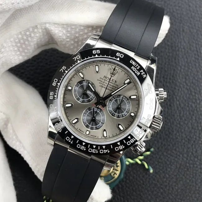 Rolextop-tier watch new Daytona series men's brown plate rubber strap mechanical watch side view