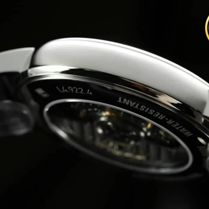 top-tier watch Longines men's white dial black belt magnificent series leather strap watch movement picture