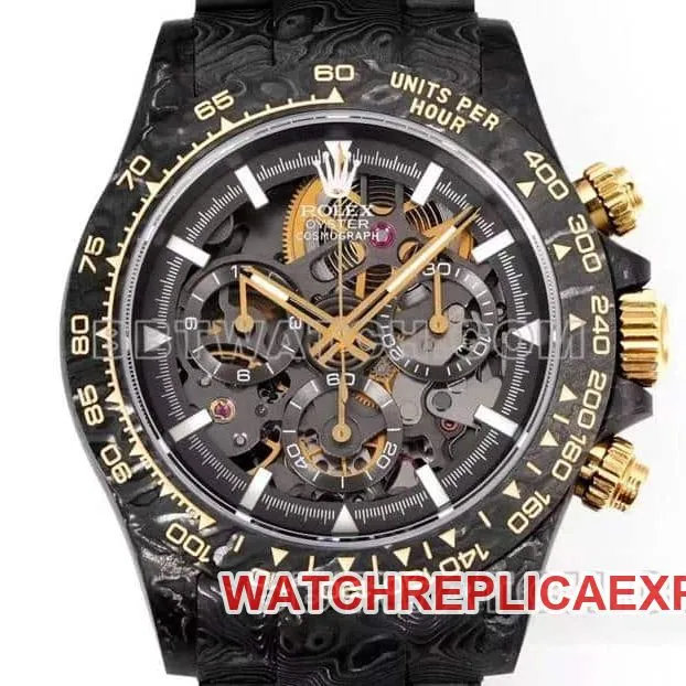 TW factory Rolex Daytonatop-tier 1:1super carbon fiber hollow plate black steel bracelet front live photo