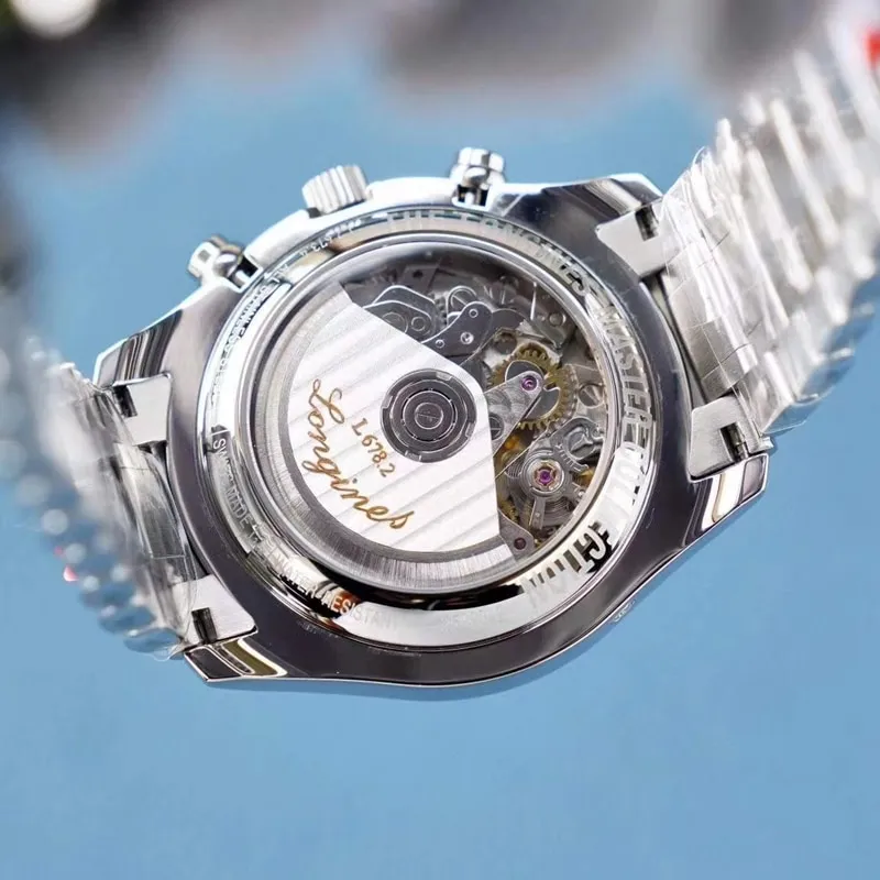 Longines famous watch KL eight-pin moon phase men's multi-functional steel bracelet mechanical watch movement picture