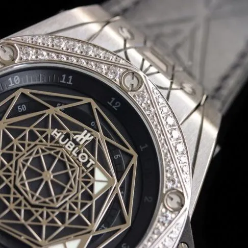 WWF factory top-tier watch Hublot Big Bang series ring diamond K gold black bottom - tattoo men's watch movement picture