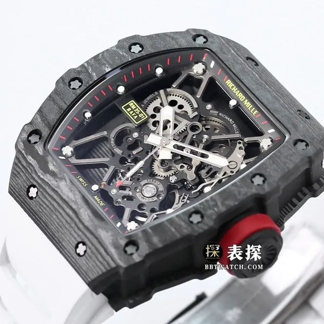 BBR RM 35-01Richard Mille1:1replica watch men's black dial white rubber caseback live photo