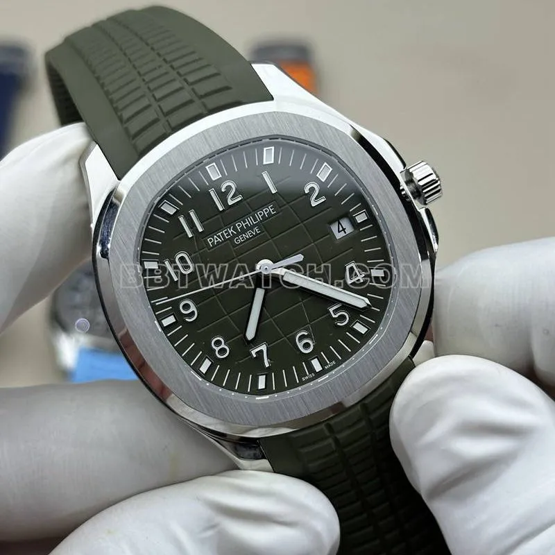 Patek Philippetop-tier watch BBF factory grenade green dial green rubber model 5168Gfront live photo