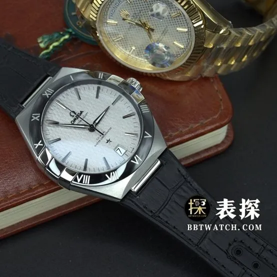 SBF factory Omega Constellation watch men's gray plate leather strap model pictures and prices front live photo