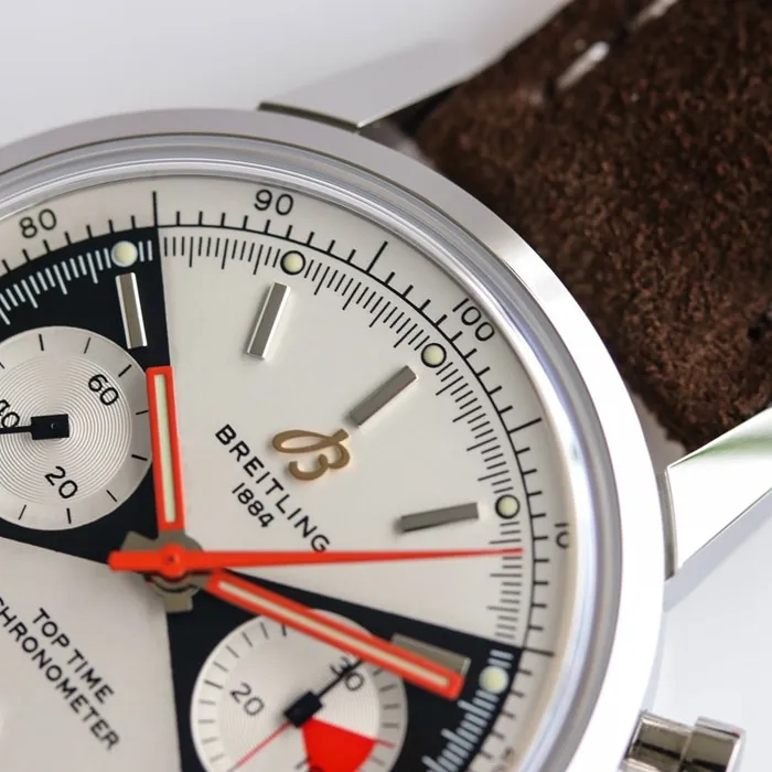 Top collectible watches Breitling Men's White Plate Top Time Series Belt Wristwatch Back Cover Figure