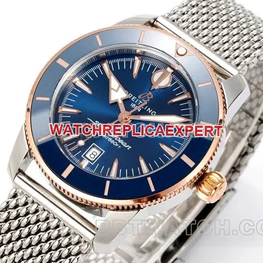 collectible watch BLS factory super ocean culture Breitlingblue dialrose gold steel braceletcaseback live photo