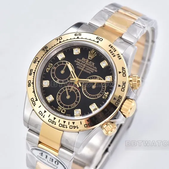 Factory C Rolex Daytonatop-tier 1:1super cloneblack dial gold steel bracelet model m116503-0008front live photo