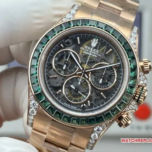 collectible watch RolexPPM factory Daytona hollow dial emerald diamond bezelside live photo