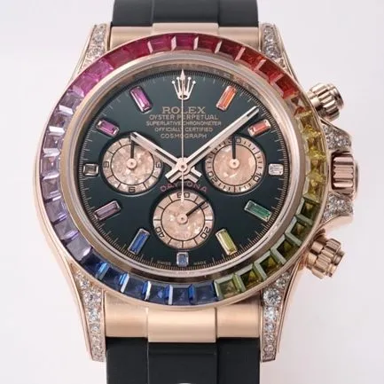 top-tier replicaRolex men's black dialrubber strapDaytona automatic movement watch back cover picture