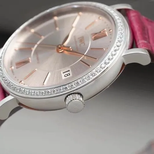 Side view of IWC’s masterpiece women’s Portofino watch