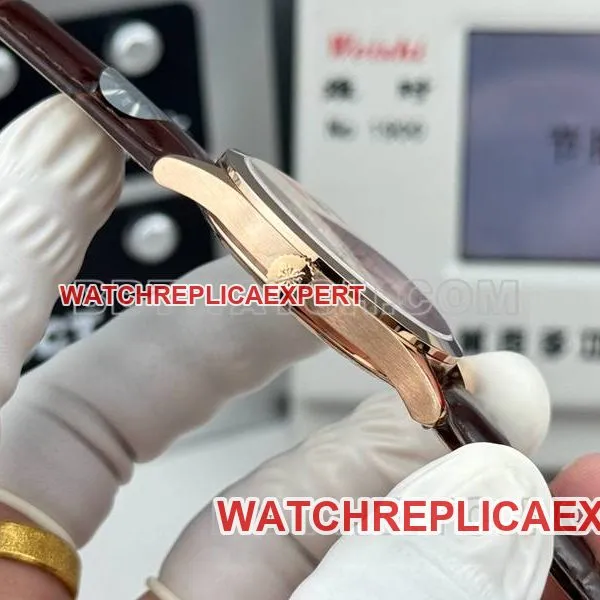 Patek Philippe watch SDF factory classic white dialrose gold case 39mmleather strap model clasplive photos