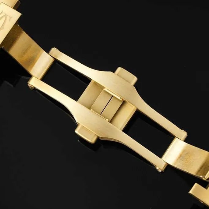 Cartiertop-tierhigh-quality watch Santos series ladies steel braceletwhite dial gold watch back cover picture