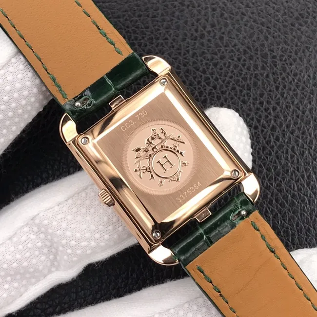 YF factory top-tier watch Hermès white dial green strap crocodile leather strapquartz watch bracelet picture