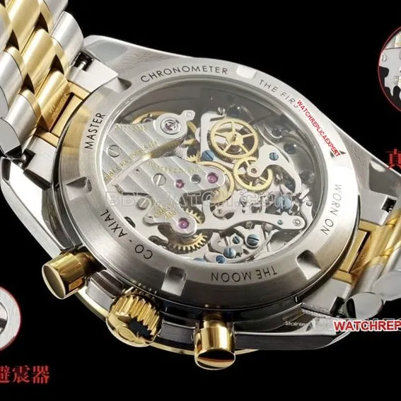 Omega Speedmaster 1:1top-tier replicasilver dial gold steel bracelet model 310.20.42.50.02.001front live photo