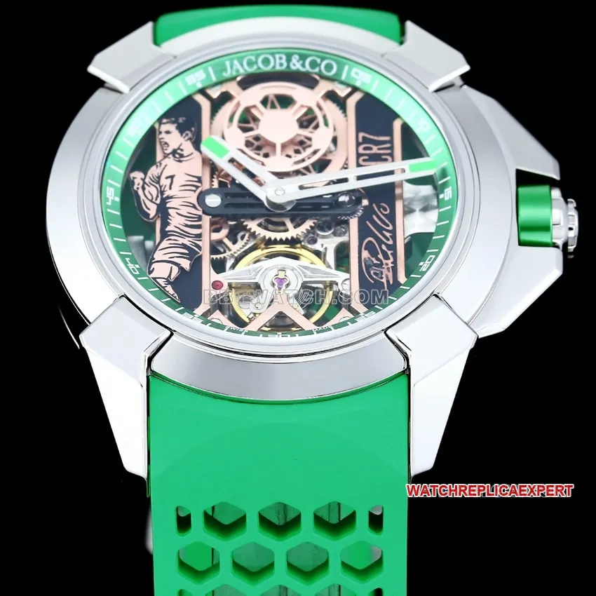 TW factory Czech Leopard top-tier 1:1super cloneC Ronaldo CR7 jointly customized green rubber caseback live photo