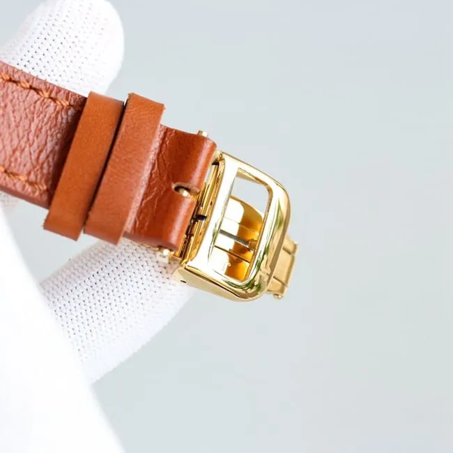 Side view of TW factory top-tier Jaeger-LeCoultre master geographer series rose gold color steel case red leather strap watch