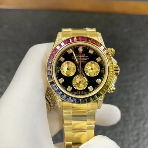 Rolextop-tier watch Rainbow Di men's black dial gold belt automatic movement watch back cover picture
