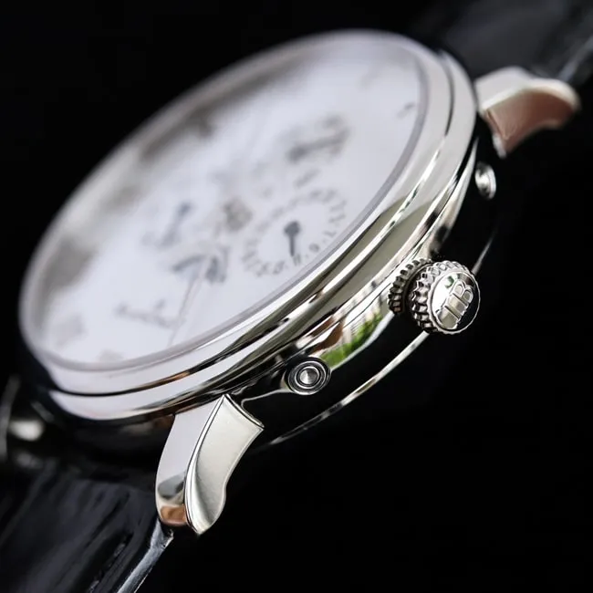 top-tier watch Blancpain men's white dial black belt classic series 6656 automatic movement watch detail shots