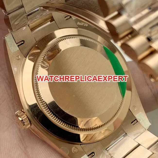 1:1replica watch Rolexrose goldPPM factory Day-Date mechanical green dial Roman numerals side live photo