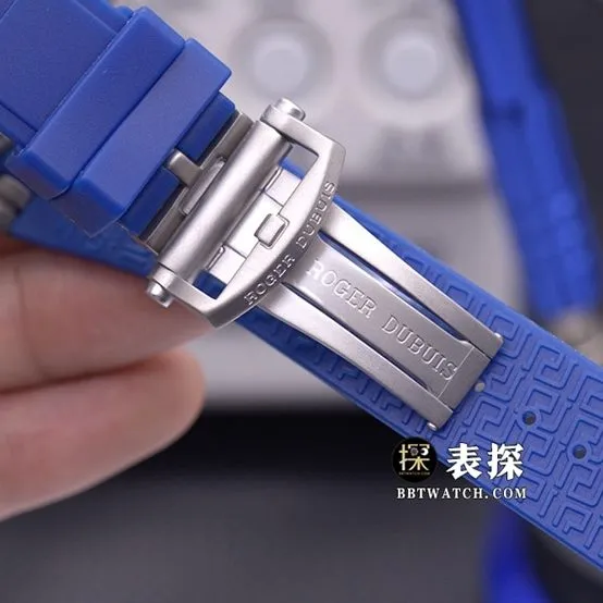 BBR King Roger Dubuis watch hollow plate tourbillon blue rubber model RDDBEX0479 caseback live photo