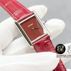 F1 factory Cartier tank watch ladies burgundy dial leather strap model pictures and prices clasplive photos