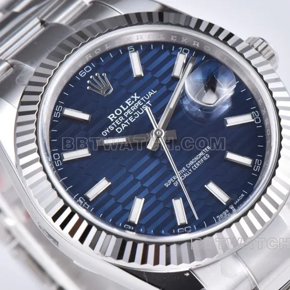 C factory Rolex log top-tier 1:1super blue pit pattern three grid chain m126334-0031front live photo
