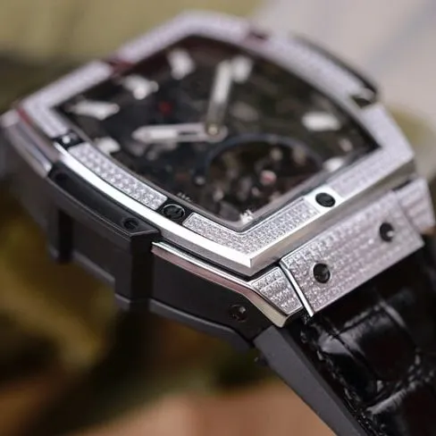 Hublot top-tierhigh-quality watch men's black dial black belt tourbillonMASTERPIECE series mechanical watch detail shots